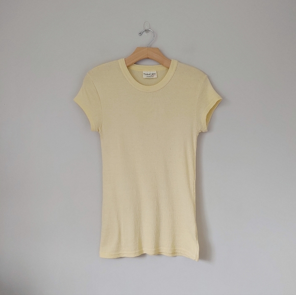 Michael Stars Shine Fallon Tee Short Sleeve Top One Size Yellow - Picture 5 of 16